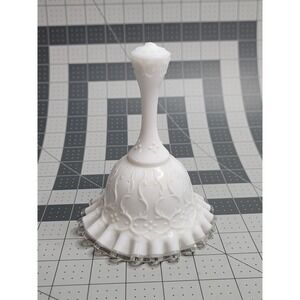 Vintage 6" Fenton Silver Crest Ruffle Spanish Lace Milk Glass Bell